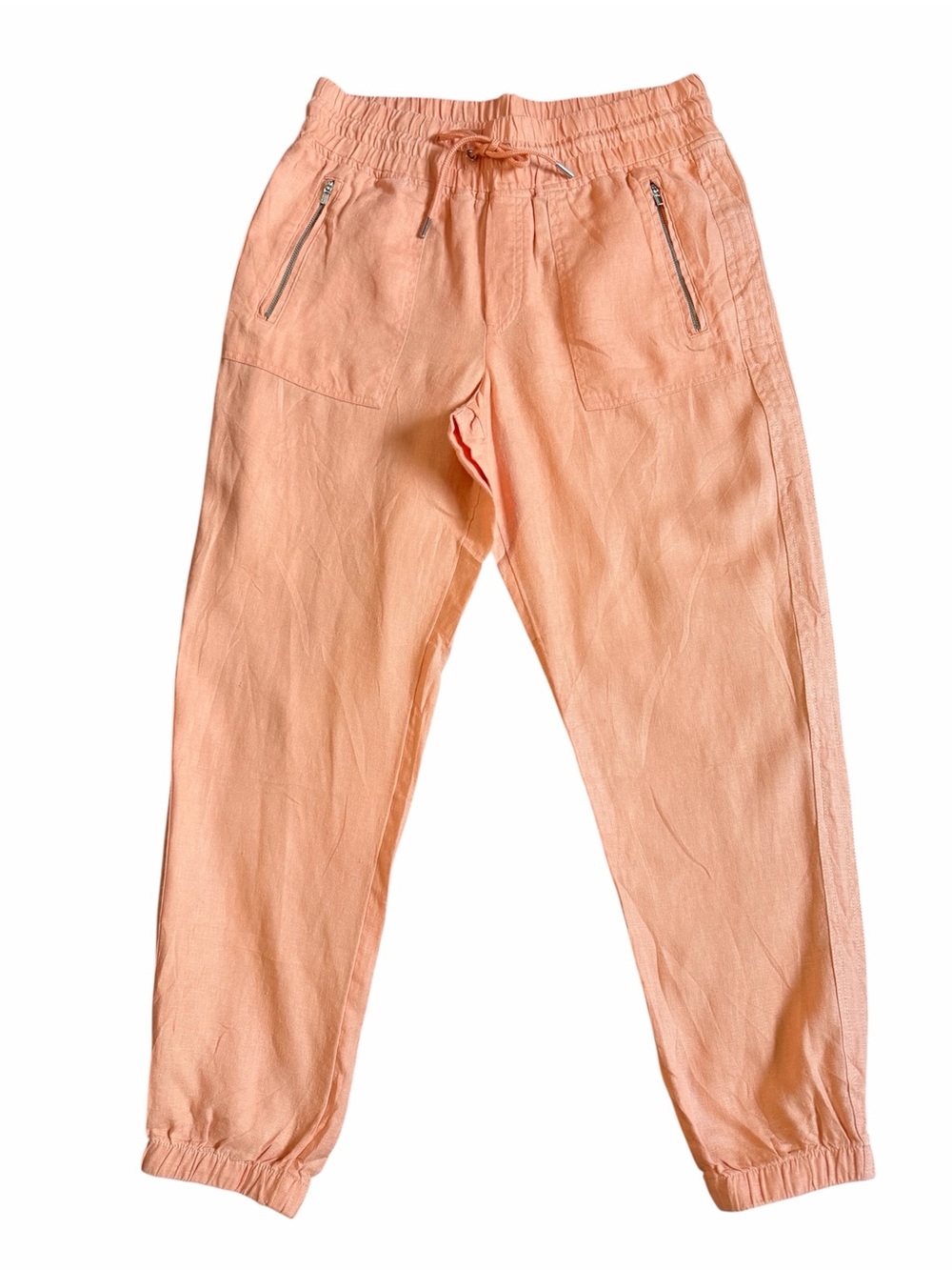 Athleta Orange Peach Cabo Linen Jogger Pants 8